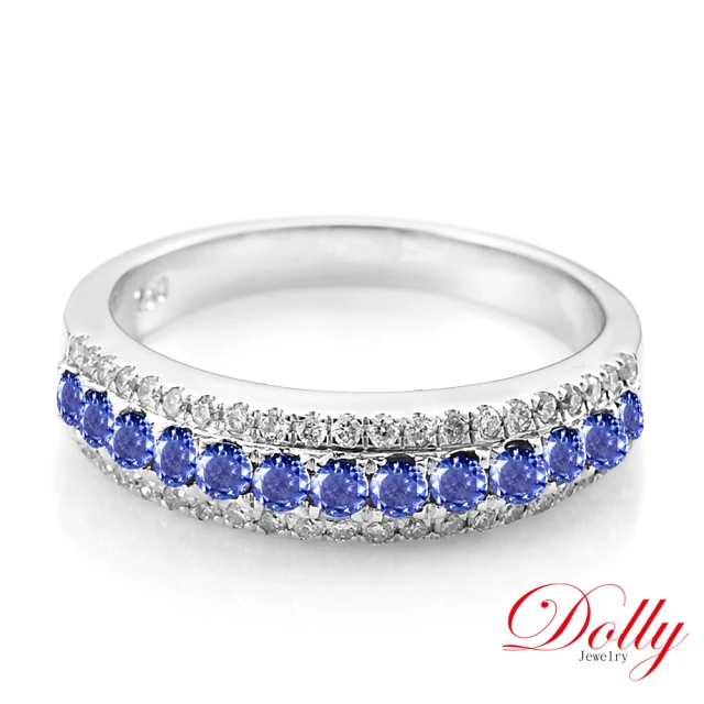 【DOLLY】18K金 天然藍寶石鑽石戒指