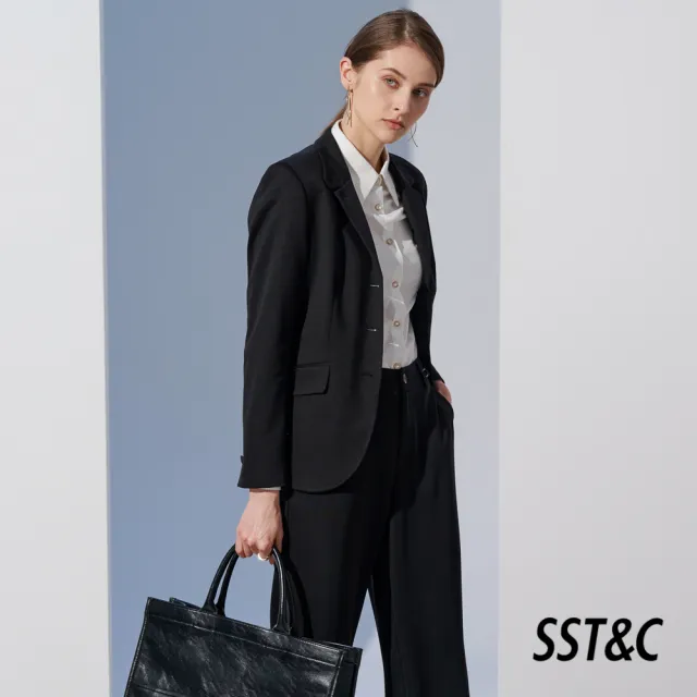 【SST&C 最後65折】黑色造型領西裝外套7162303004