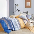 【LAMINA】加大 伊拉小鎮-藍 純棉四件式兩用被套床包組