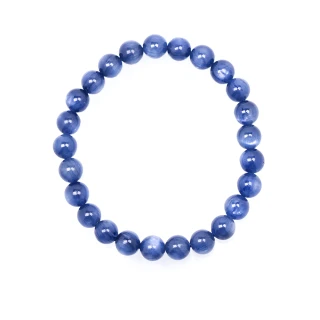 【正佳珠寶】藍晶石 頂級泛藍 7.8-8.2mm 藍晶石手珠｜日本彈力繩(微透光玻璃體光澤泛淺藍閃光)