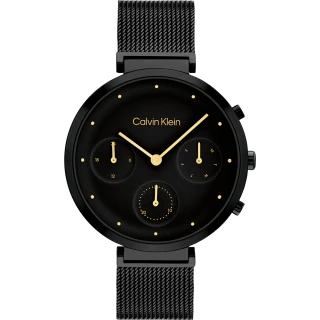 【Calvin Klein 凱文克萊】CK 極簡日曆女錶-黑/36.5mm(25200288)