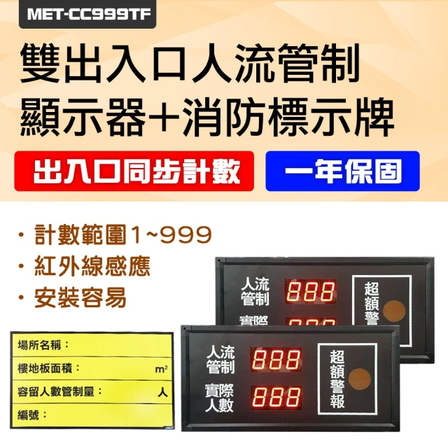 【職人工具】185-CC999TF贈消防安全標示牌 雙通道專用 人員計數器 人數計算機(人數統計控管機器 容留人數)