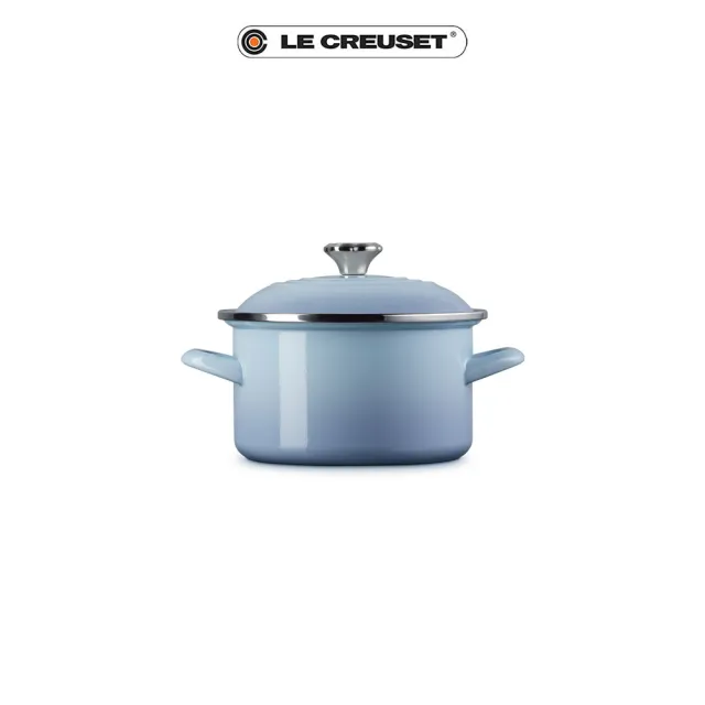 【Le Creuset】琺瑯便利湯鍋18cm(海岸藍/貝殼粉 2色可選-花型鋼頭)