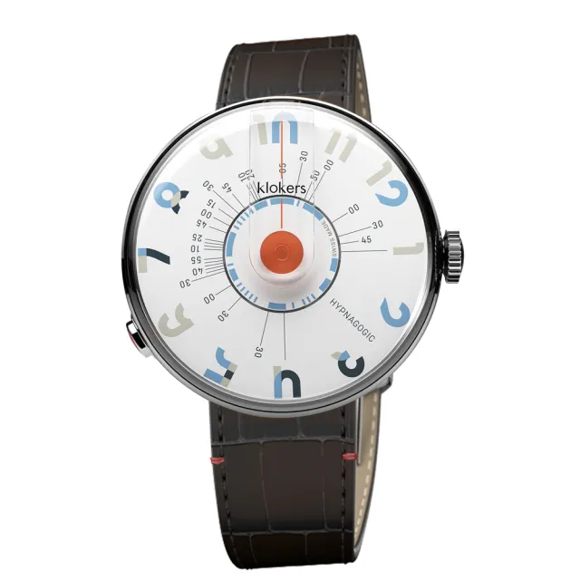 【klokers 庫克】幻境系列 KLOK-08-H4 藍字錶頭+皮革錶帶搭配摺疊錶扣