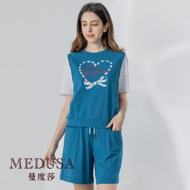 【MEDUSA 曼度莎】現貨-可愛愛心運動風棉上衣 - 2色（M-XL）｜女上衣 短袖上衣 運動上衣(105-3230A)