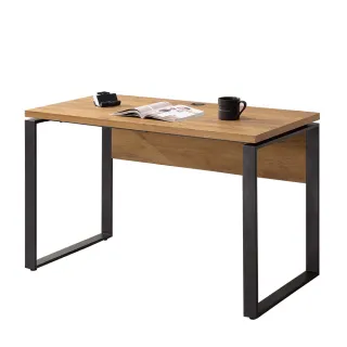 【AT HOME】4尺黃金橡木色鐵藝書桌/電腦桌/工作桌 現代簡約(康迪仕)