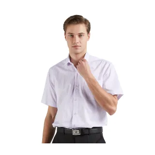 【ROBERTA諾貝達】台灣製男裝 大方有型 優質商務短袖襯衫(粉紫)