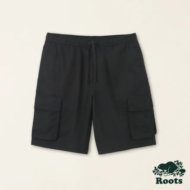 【Roots】Roots男裝-喚起自然之心系列 有機棉平織口袋短褲(鐵灰色)