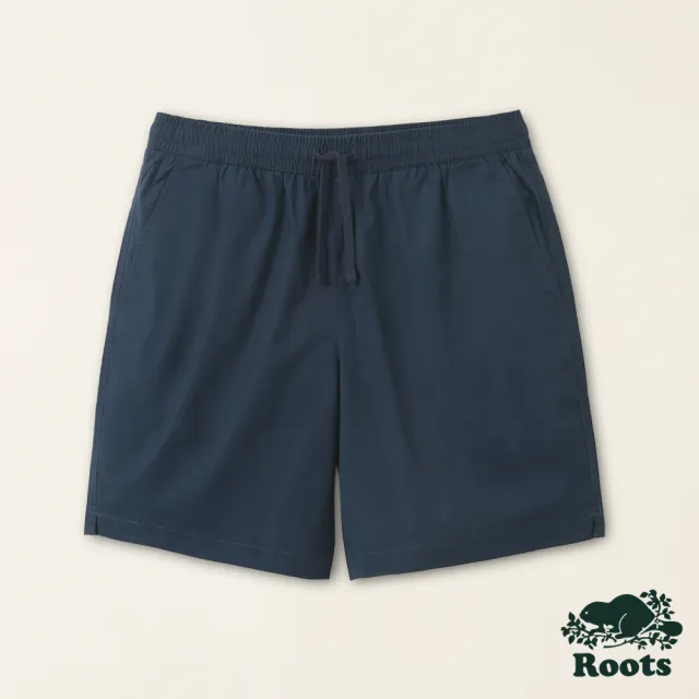 【Roots】Roots男裝-喚起自然之心系列 有機棉平織口袋短褲(深藍色)