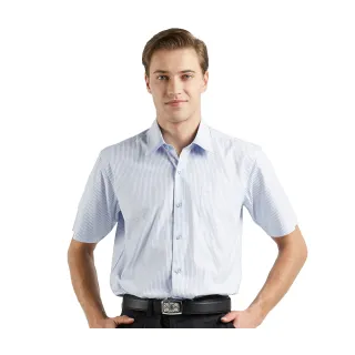 【ROBERTA諾貝達】男裝 藍色短袖襯衫-時尚商務(台灣製 易洗好整理)