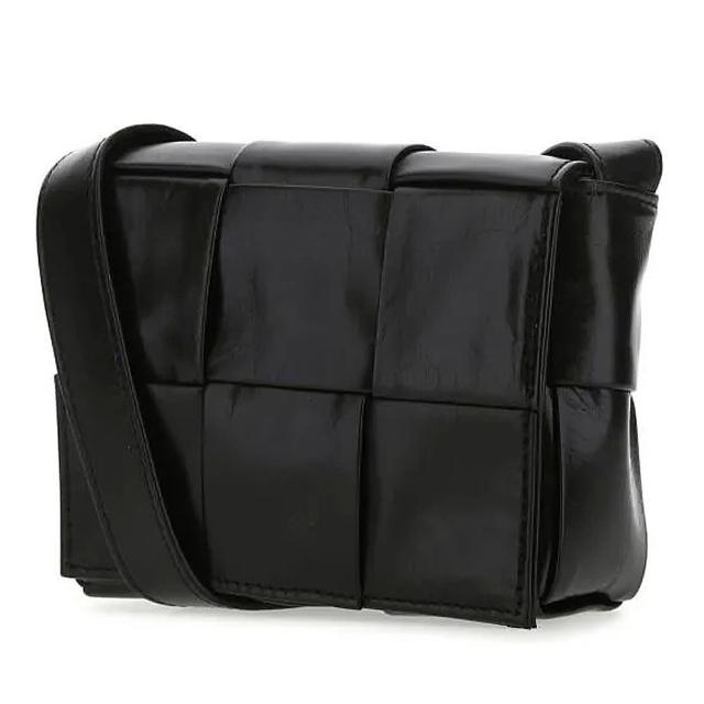 【BOTTEGA VENETA 寶緹嘉】CANDY CASSTTTE 經典編織 迷你 黑色 小牛皮 斜背包 肩背包(667048VCQ728803)