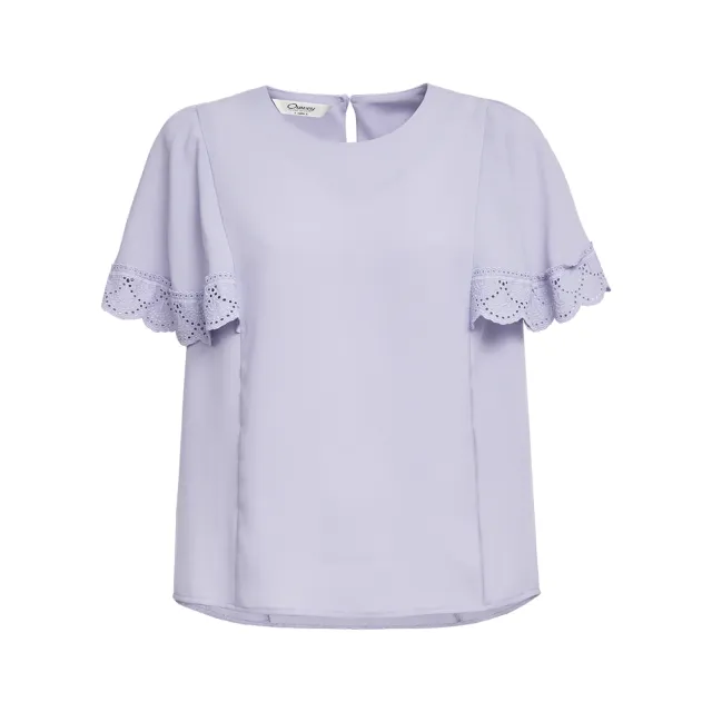 【OUWEY 歐薇】浪漫都會風蕾絲袖雪紡上衣(淺紫色；S-L；3232071102)