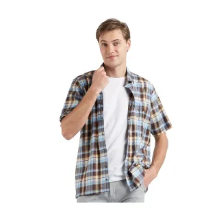 【ROBERTA諾貝達】台灣製男裝 日本素材 懷舊時髦 格紋休閒短袖襯衫(咖啡)