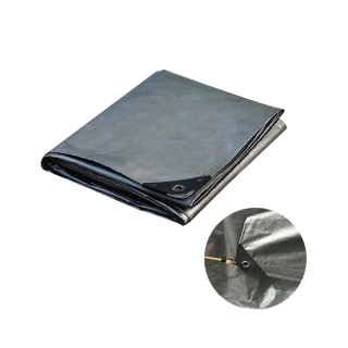 【廣美帆布】超厚型銀黑帆布 12x12尺 露營地墊 貨車帆布 物料遮蔽(防水布 塑膠帆布 遮陽 車邊帳 地墊)