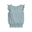 【OUWEY 歐薇】甜美蕾絲織帶荷葉V領短版雪紡背心(藍色；S-L；3232431103)