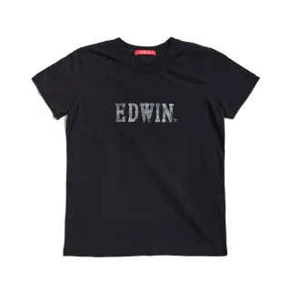 【EDWIN】女裝 人氣復刻款 迷彩魚LOGO短袖T恤(黑色)