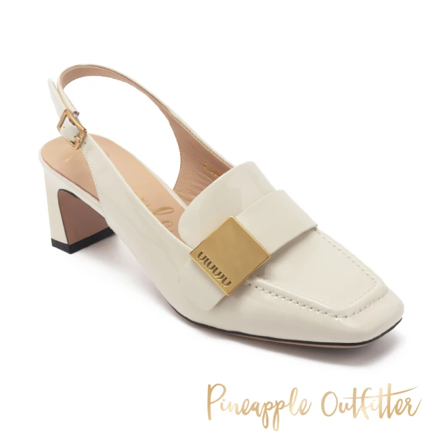 【Pineapple Outfitter】IZUMI 牛漆皮方頭涼跟鞋(白色)