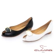 【CUMAR】復古金屬飾釦魚口低跟鞋(白色)