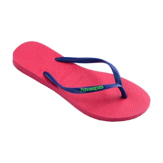 【havaianas 哈瓦仕】拖鞋 女鞋 夾腳拖 跳色 Slim Logo Pop Up 桃藍 4119787-1768W(哈瓦士)