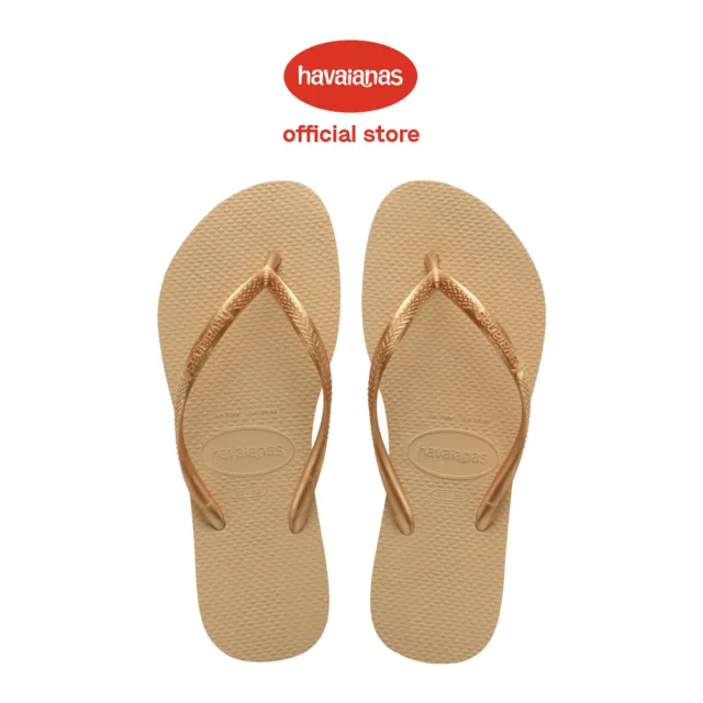 【havaianas 哈瓦仕】拖鞋 女鞋 夾腳拖 細帶 Slim 金色 4000030-0570W(哈瓦士)