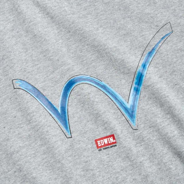 【EDWIN】男裝 人氣復刻款 顏料W LOGO短袖T恤(麻灰色)