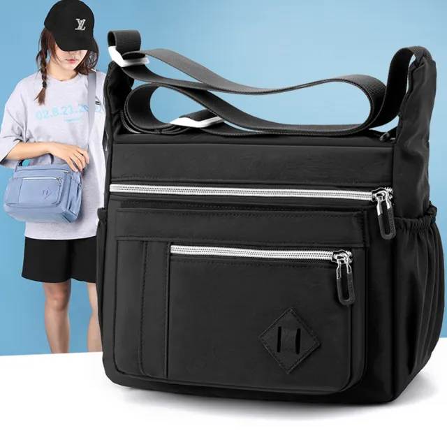 【巴黎精品】側背包尼龍手提包(純色實用防水單肩女包包7色a1az10)