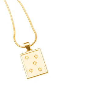 【CINCO】葡萄牙精品 Trixie necklace 925純銀鑲24K金 長方型項鍊 鑲鑽星星款(925純銀24K金)