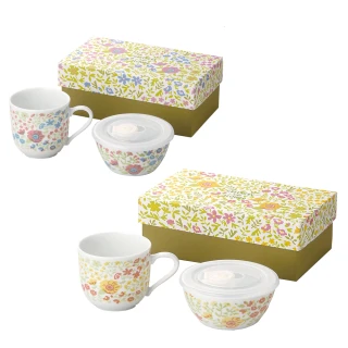 【YS-MART】和風春天馬克杯碗保鮮盒組 2件入(陶瓷碗 碗 咖啡杯)