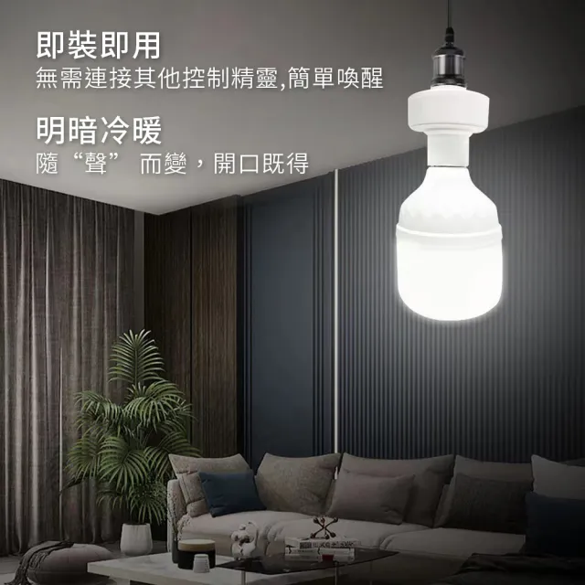 【聆翔】智能語音LED燈頭(智能語音燈頭 開燈關燈神器 智能燈座 聲控燈 遙控燈座 語音燈座 E27燈泡)