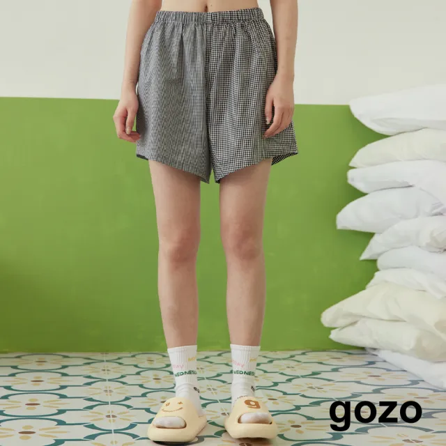 【gozo】g+微笑拼接格紋短褲(三色)