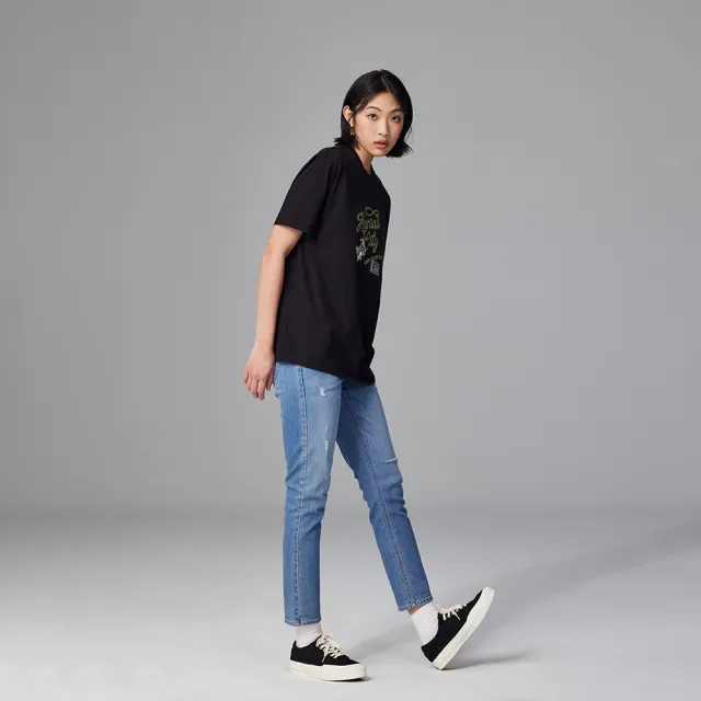 【Lee】女裝 牛仔褲 / 涼感 401 中腰標準小直筒 九分褲 淺藍洗水(LB317035650)