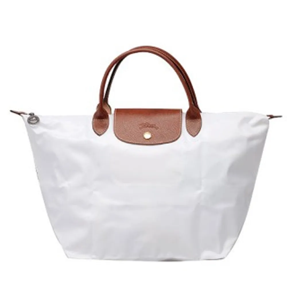 LONGCHAMP 新色上市短把尼龍水餃包(中-白)1623089-007