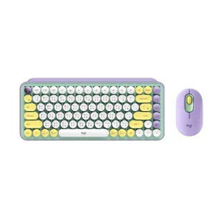 【Logitech 羅技】鍵鼠組 POP Keys無線機械式鍵盤 + POP Mouse無線藍芽滑鼠(夢幻紫)