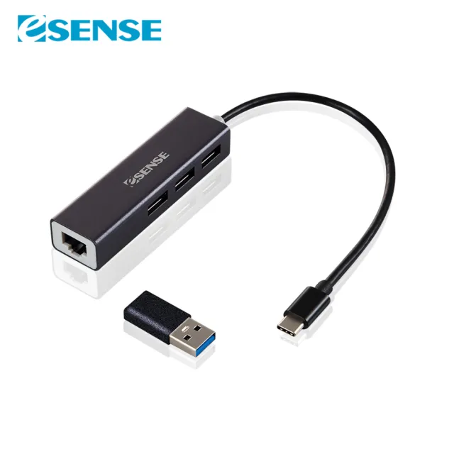 【ESENSE 逸盛】ESENSE C191 4合1Type-C/USB3.0HUB集線器(轉RJ45)