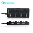 【ESENSE 逸盛】ESENSE H775BBK 7合1 USB 2.0HUB集線器(附足2安培變壓器)
