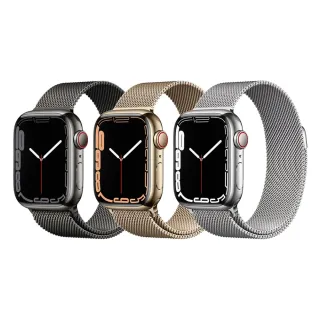【Apple 蘋果】A 級福利品 Apple Watch S7 LTE 45mm (不鏽鋼錶殼/保固6個月/贈矽膠錶帶+矽膠錶殼)