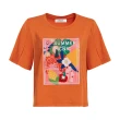 【OUWEY 歐薇】繽紛水果兔子圖樣膠印短版上衣(桔色；S-L；3232161206)