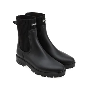 【A.S.O 阿瘦集團】BESO晴雨兩用側針織切爾西中筒雨靴(黑色)