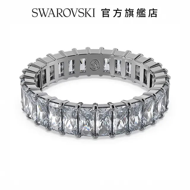 【SWAROVSKI 官方直營】SWAROVSKI 施華洛世奇 Matrix 戒指 長方形切割  灰色  鍍釕-50 交換禮物