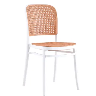【AT HOME】白色塑料藤椅/餐椅/休閒椅 現代簡約(網美)