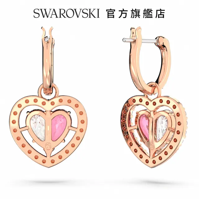 【SWAROVSKI 官方直營】Gema 520 水滴形耳環 心形  粉紅色  鍍玫瑰金色調 交換禮物