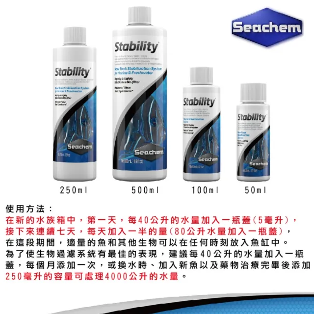 【Seachem 西肯】全效硝化菌250ml Stability快速啟動/培菌利器/硝化菌美國原裝(淡海水觀賞魚魚缸使用N1126)