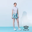 【KING GOLF】網路獨賣款-女款夏日植物印圖小開岔修身A LINE短裙/高爾夫球裙(白色)