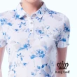 【KING GOLF】速達-網路獨賣款-女款暈染花朵印花刺繡涼感短袖POLO衫/高爾夫球衫(白色)