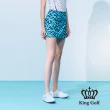 【KING GOLF】網路獨賣款-女款幾何塗鴉印圖小開岔修身A LINE短裙/高爾夫球裙(綠色)