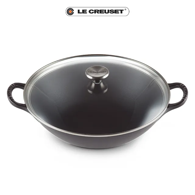 Le Creuset 琺瑯鑄鐵鍋中式炒鍋32cm(沉靜黑-鋼頭)