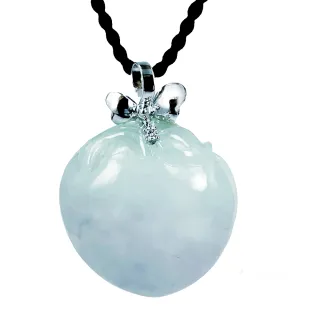 【金石盟】天然緬甸冰種春帶彩長壽A貨翡翠墜(40X38X12mm白14K金台)