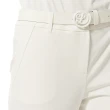 【Lynx Golf】korea女款韓國進口商品造型褲耳D型環設計褲口特殊造型平口休閒長褲(白色)