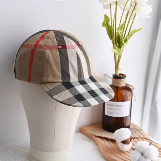 【BURBERRY 巴寶莉】經典英倫格紋棉質時尚棒球帽遮陽帽(駝)
