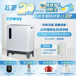 【Coway】綠淨力三重防禦空氣清淨機 AP-2318P三方急速淨毛髮(組合專用)